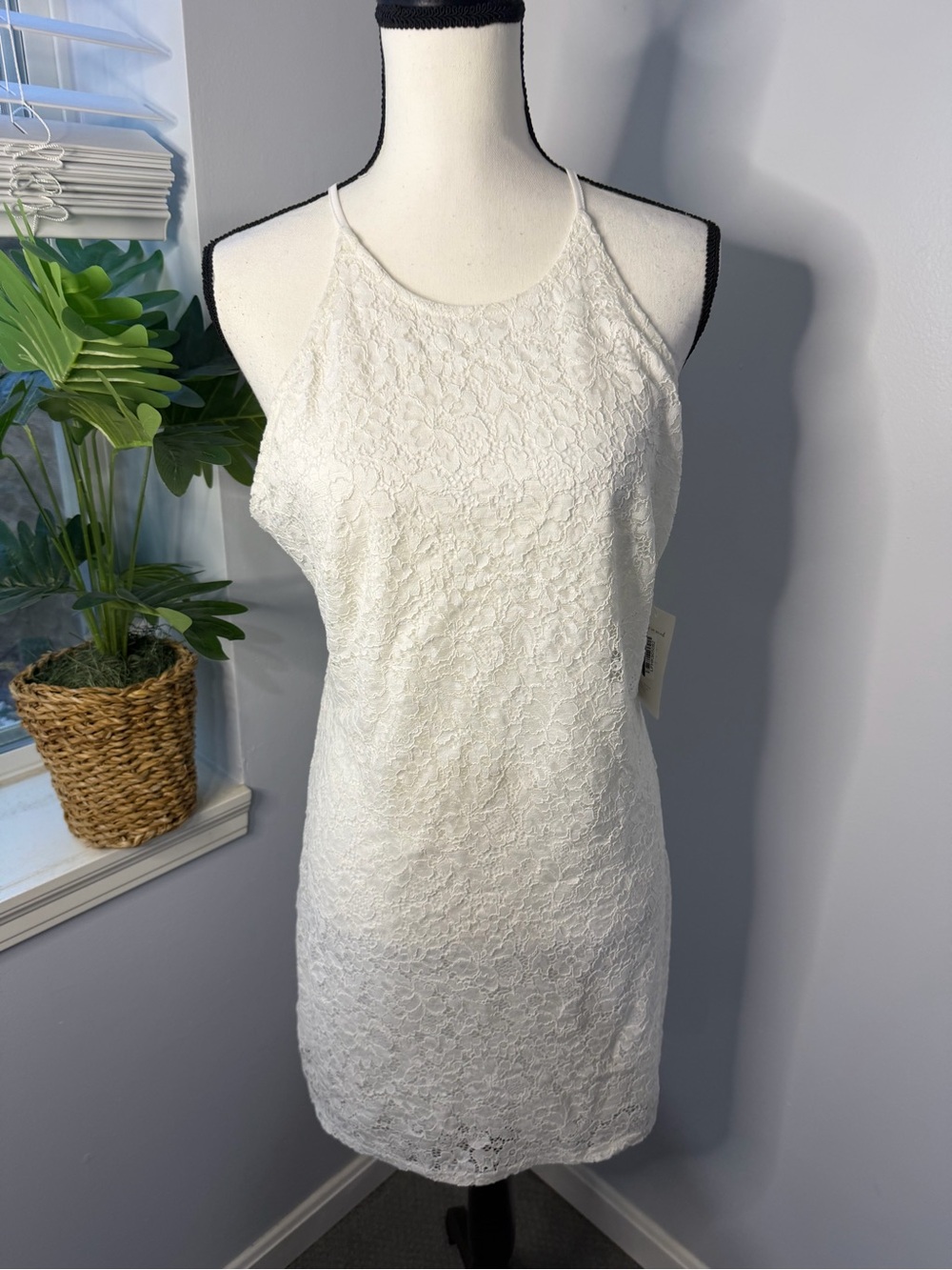 a new day White Lace Halter-Style Mini Dress